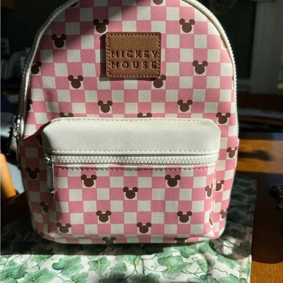 Disney Mickey Mouse Pink and White Checkered Backpack - Picture 12 of 12